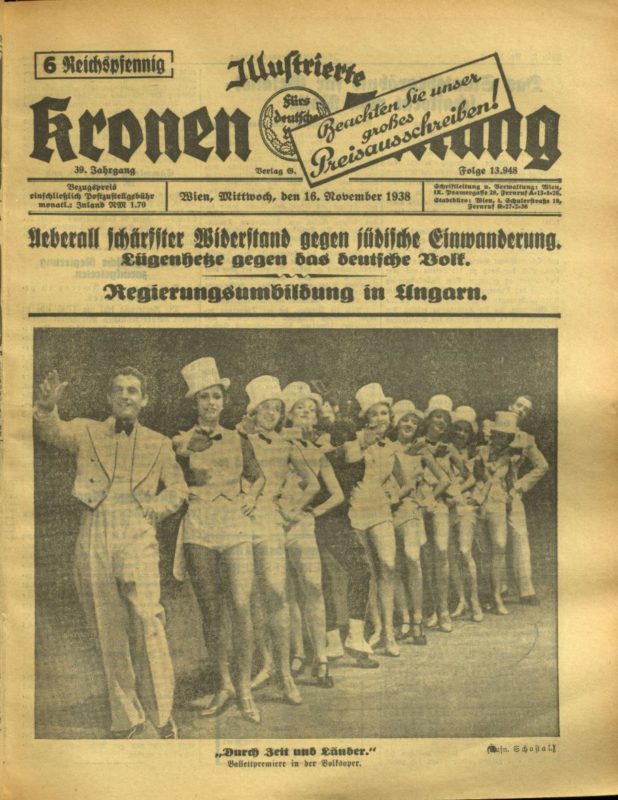 Titelblatt der Kronen Zeitung vom 16. November 1938